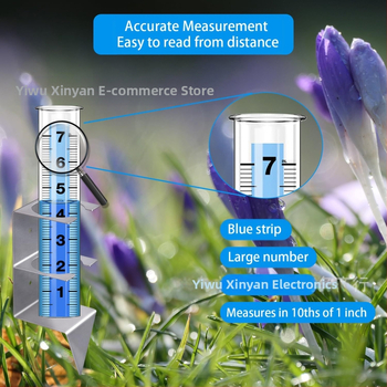 Lietaus matuoklis XY-155 iš nerūdijančio plieno tvirtinimo rėmas su stulpo laikikliu lauko sode, 0–7 skalė
