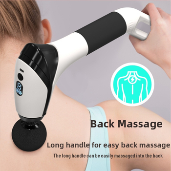 Perkusinis masažo įrankis su ilga rankena, įdiegta baterija (1–3 h), 6+ galvutės, nešiojamas, kelių greičių reguliavimas