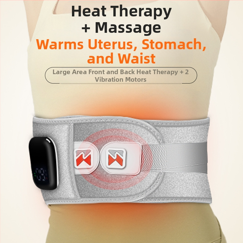 Belaidė šildanti vibruojanti juosmens juosta su raudonos šviesos terapija, USB maitinimas, 3 greičiai, 8+ masažo galvutės, šiltas suspaudimas