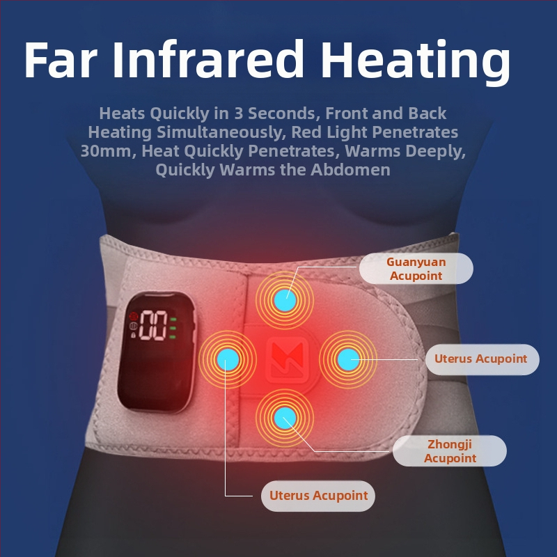Безжичен масажор за талията с USB захранване, компютърно управление, 3 скорости, вибрационен масаж и топлинен компрес, 8+ масажни глави, версия 2024