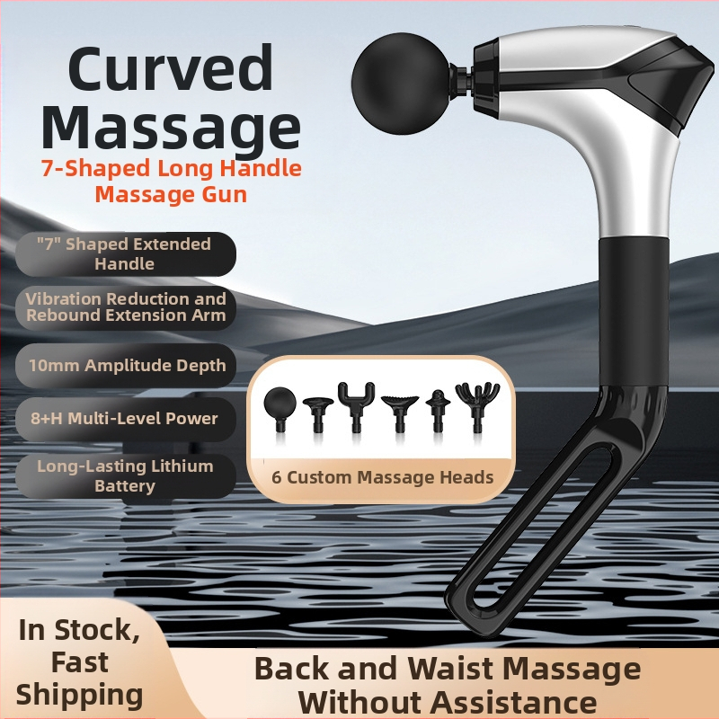 Fasijos masažo įrenginys su kaklo antgaliu, aukšto dažnio vibracijos, 6 galvutės, LCD ekranas, 5+ greičiai, tylus veikimas iki 36 dB