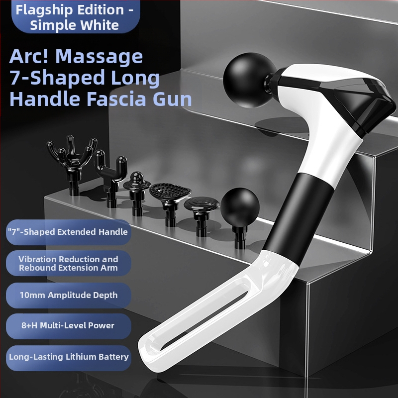 Fasijos masažo įrenginys su kaklo antgaliu, aukšto dažnio vibracijos, 6 galvutės, LCD ekranas, 5+ greičiai, tylus veikimas iki 36 dB