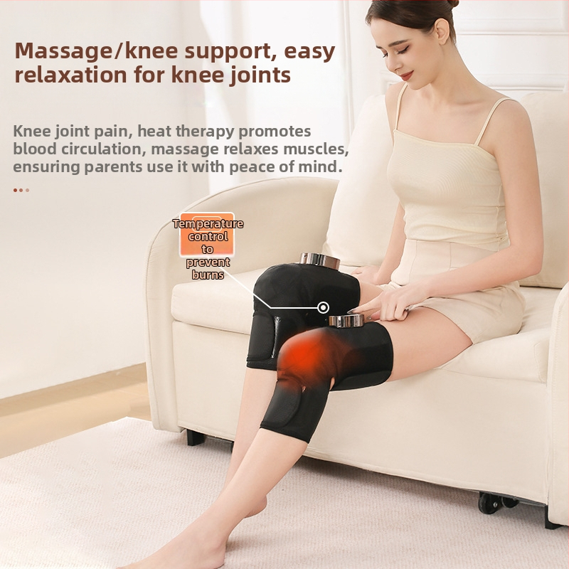 Електрически наколенник за топъл компрес и масаж на коляното, самозагряващ се, 3 нива на нагряване, безжично управление, 40–60°C, 5W, 7.4V