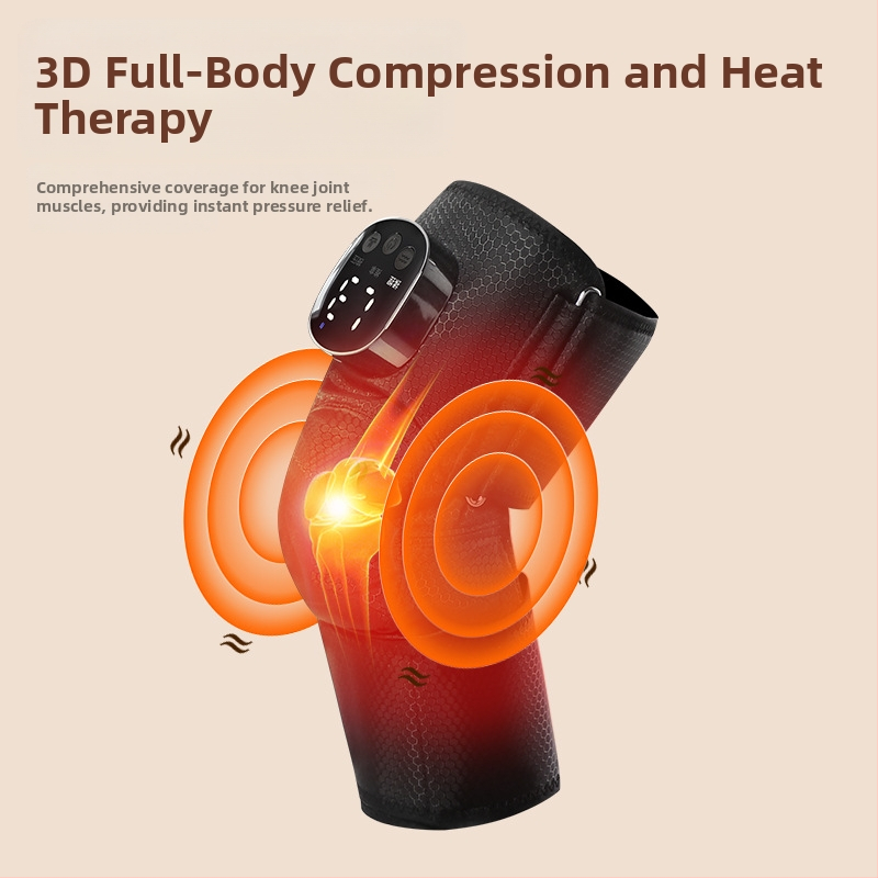 Електрически наколенник за топъл компрес и масаж на коляното, самозагряващ се, 3 нива на нагряване, безжично управление, 40–60°C, 5W, 7.4V