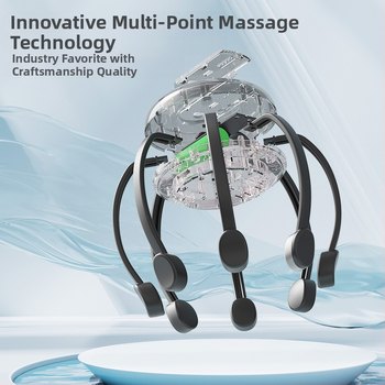 Aštuonkojinis galvos masažuoklis – įkraunamas, mygtuko valdymas, 4 greičiai vibracijos, modelis JX-001