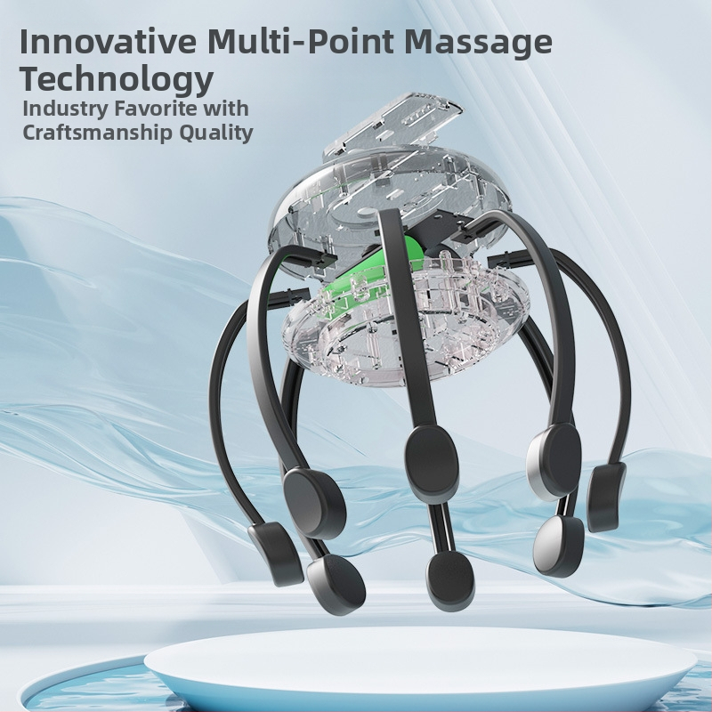 Масажор за глава с осем крака – презареждащ се, бутонно управление, 4-скоростна вибрация, модел JX-001