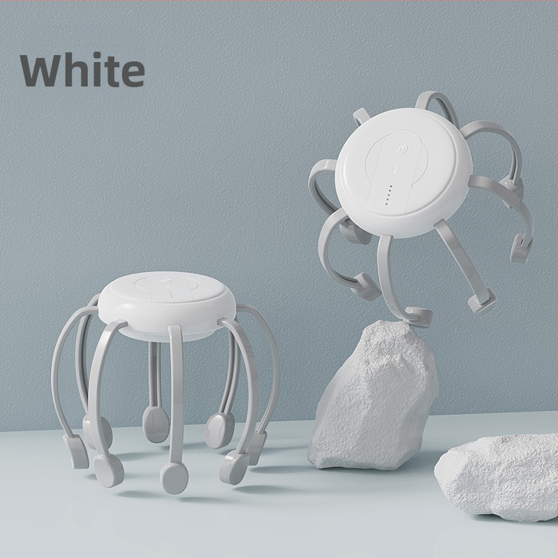 Aštuonkojinis galvos masažuoklis – įkraunamas, mygtuko valdymas, 4 greičiai vibracijos, modelis JX-001