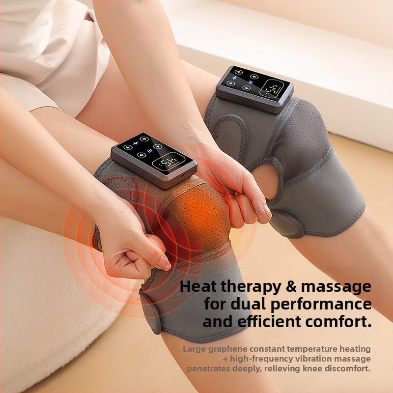 Безжичен масажор за коляно с отопление — 3.7V, 7W, температура 45–65°C, тегло 270 g, мултиточков масаж