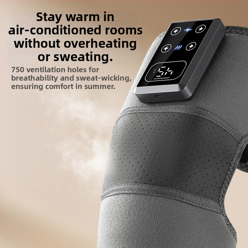 Безжичен масажор за коляно с отопление — 3.7V, 7W, температура 45–65°C, тегло 270 g, мултиточков масаж