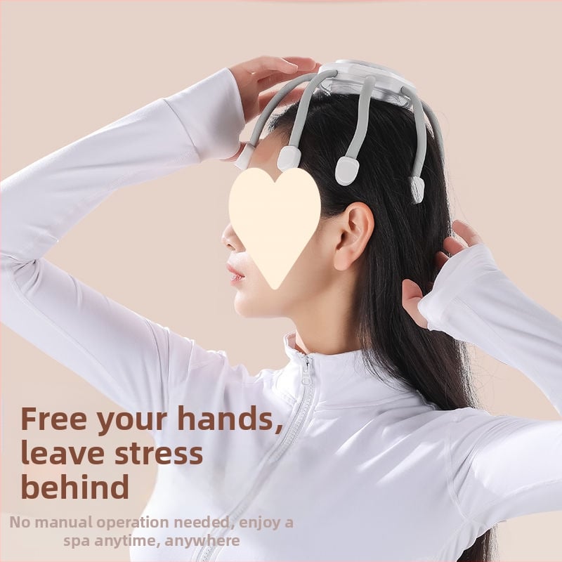Bandă de masaj pentru cap cu baterie reîncărcabilă, control prin buton, masaj de frământare, transmisie variabilă continuă