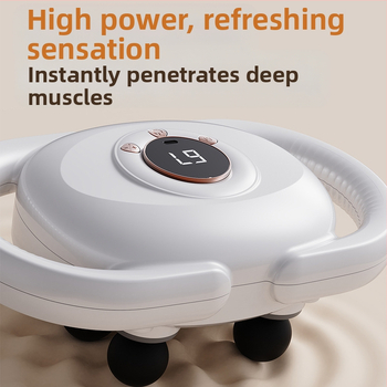 Šešių galvų kaklo masažuoklis su LCD, bešepelių variklis, 5+ greičiai, įmontuota baterija, veikimo laikas 1–3 valandos