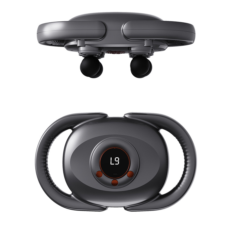 Šešių galvų kaklo masažuoklis su LCD, bešepelių variklis, 5+ greičiai, įmontuota baterija, veikimo laikas 1–3 valandos