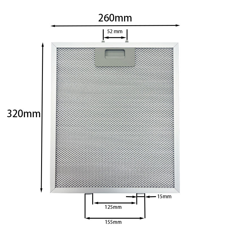HT01 Europos stiliaus ventiliacijos gaubto filtras su aliuminio aliejaus atskyrimo tinkleliu, 170 g