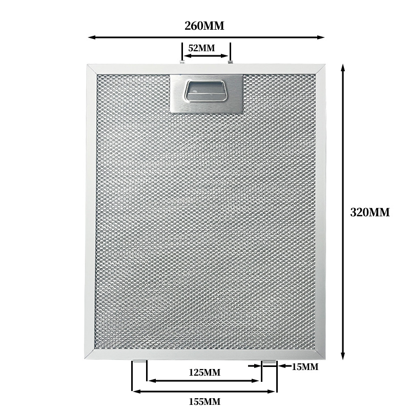 HT01 Europos stiliaus ventiliacijos gaubto filtras su aliuminio aliejaus atskyrimo tinkleliu, 170 g