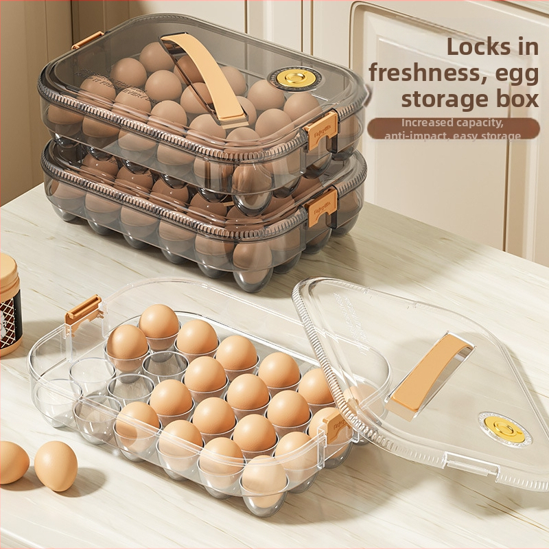 Кутия за яйца за хладилник – проста пластмасова кутия за съхранение на яйца, запазва яйцата пресни, с уплътнение