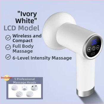 Uzlādējams rokas masieris ar 4 ātrumiem un 4 masāžas galviņām, paredzēts viduklim, gurniem, kājām un mugurai