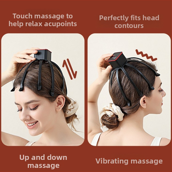 Galvos masažuoklis su vibracija, relaksacijai ir miegui – įkraunamas, visiškai automatinis, daugiadimensinis dizainas