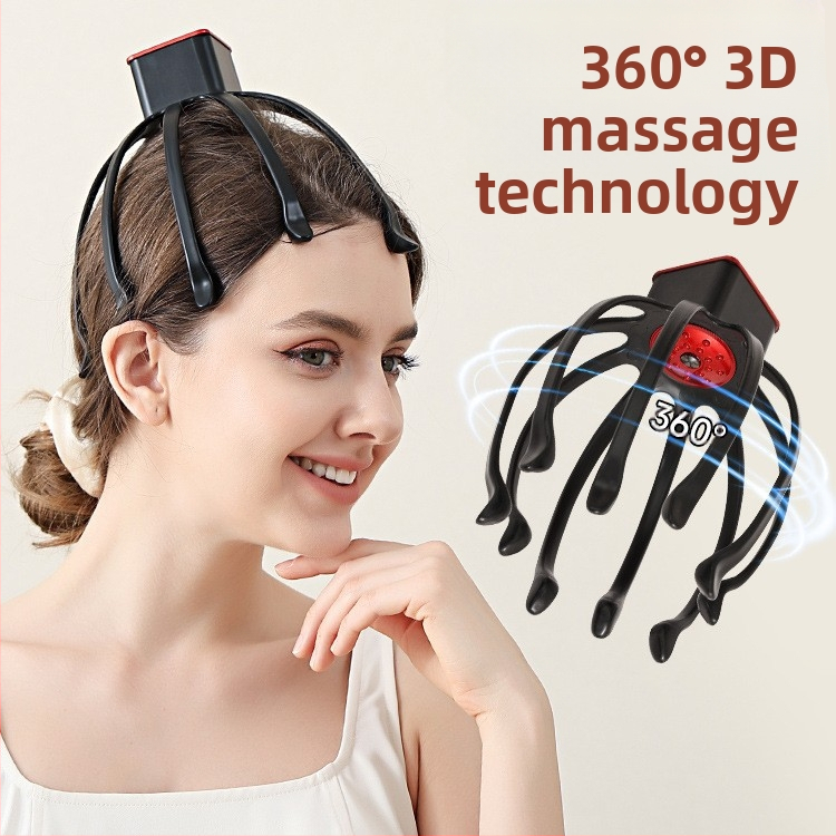 Масажор за глава с вибрация за релаксация на скалпа и помощ за сън – зареждаем, напълно автоматичен, многоизмерен дизайн