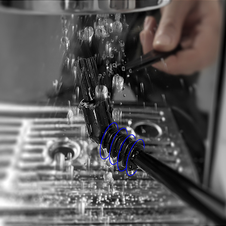 Espresso aparato plovimo galvos šepetėlis – PP+nylon šepetėlis, 14,5 g, lazeriu graviruotas logotipas, tinkamas biurui ir kavai