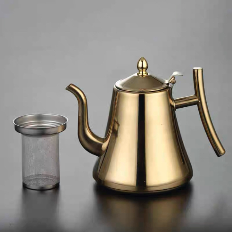 Weiyacang βραστήρας από ανοξείδωτο ατσάλι με φίλτρο, επίπεδη βάση, κατάλληλος για τσάι, καφέ και κρύο νερό