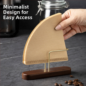 Στήριγμα φίλτρου καφέ, κάθετος σε σχήμα V, γενικής χρήσης, από καρυδιά και ανοξείδωτο χάλυβα, κατάλληλο για V60 φίλτρα