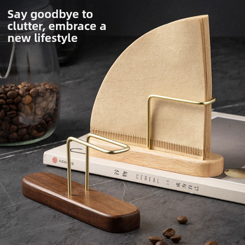 Στήριγμα φίλτρου καφέ, κάθετος σε σχήμα V, γενικής χρήσης, από καρυδιά και ανοξείδωτο χάλυβα, κατάλληλο για V60 φίλτρα