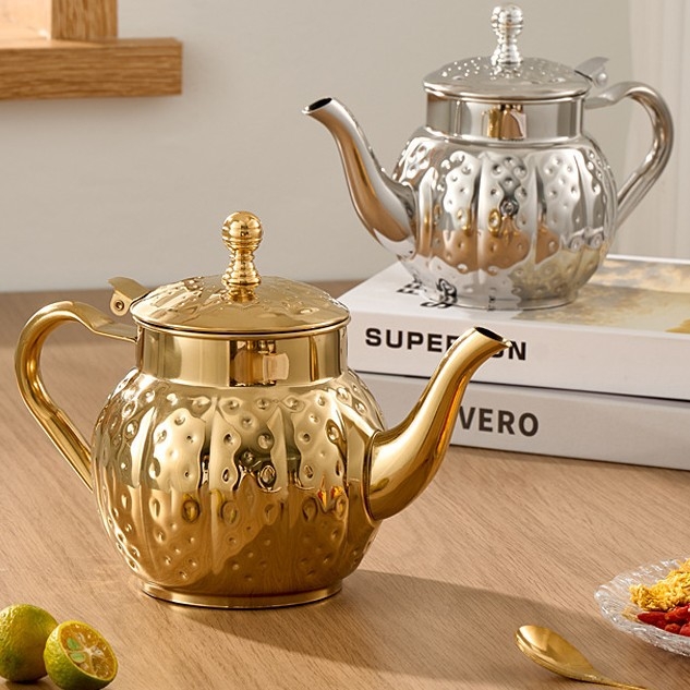 Nerūdijančio plieno arbatinukas, antik-retro stilius, viešbučio stiliaus dizainas, Junfa Shun prekė, spaudintas logotipas