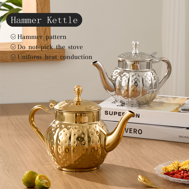 Nerūdijančio plieno arbatinukas, antik-retro stilius, viešbučio stiliaus dizainas, Junfa Shun prekė, spaudintas logotipas