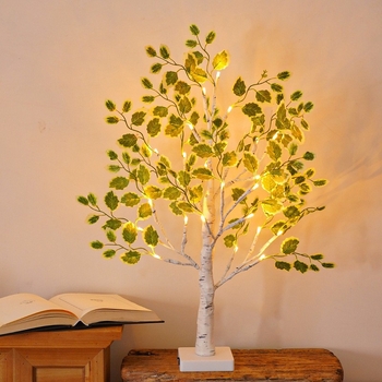LED φως νυχτερινής διακόσμησης σε σχήμα δέντρου – επιτραπέζιο φωτιστικό με φυτικό σχεδιασμό, 24 LED, τροφοδοσία 4.5V USB/μπαταρία, 6000K, IP65
