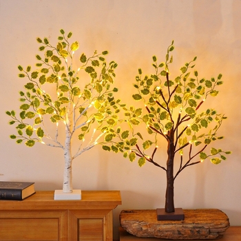 LED φως νυχτερινής διακόσμησης σε σχήμα δέντρου – επιτραπέζιο φωτιστικό με φυτικό σχεδιασμό, 24 LED, τροφοδοσία 4.5V USB/μπαταρία, 6000K, IP65
