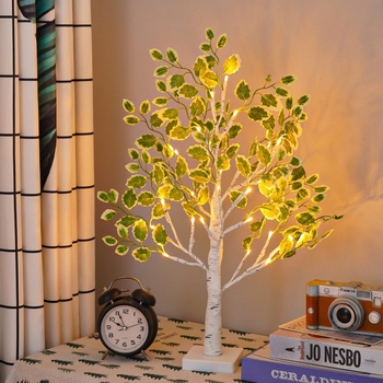 LED φως νυχτερινής διακόσμησης σε σχήμα δέντρου – επιτραπέζιο φωτιστικό με φυτικό σχεδιασμό, 24 LED, τροφοδοσία 4.5V USB/μπαταρία, 6000K, IP65