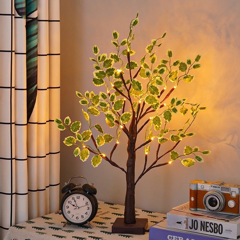 LED noćna svjetiljka u obliku drveta – stolna lampa u obliku biljke, 24 LED, napajanje 4.5V, USB/Baterija, 6000K, IP65