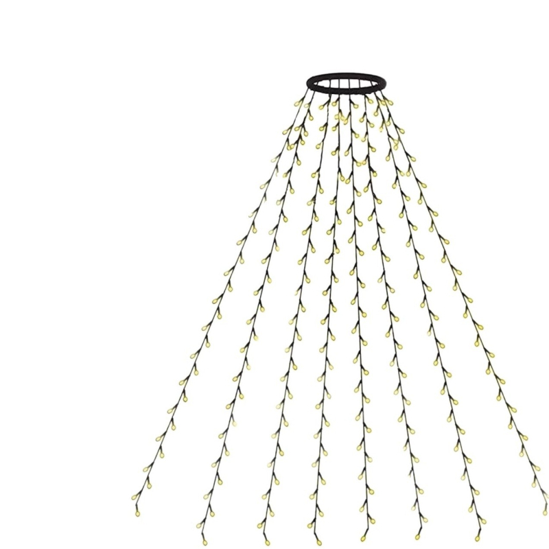 LED karácsonyfa tetejére körgyűrűs világítás – 400 LED, IP44, USB táplálás, távirányító, 3000K