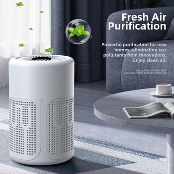 USB пречиствател на въздуха с HEPA филтрация, активен въглен и фотокаталитичен филтър; премахва формалдехид и миризми; шум до 36 dB