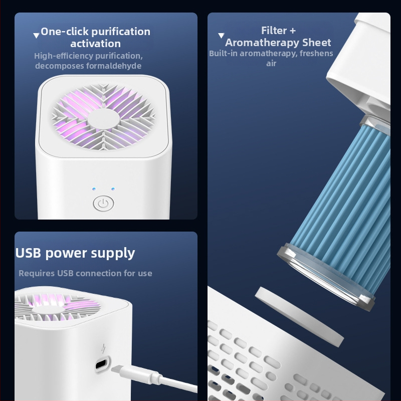 Автомобилен пречиствател за въздух с ароматерапия – модел AP-1288, 2W, USB захранване, 5V