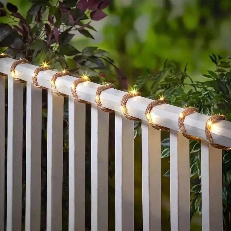 LED solarna svjetleća užad od konopljinog užeta za vanjsku božićnu dekoraciju, bakarno vodilo, IP66, napon ≤36V