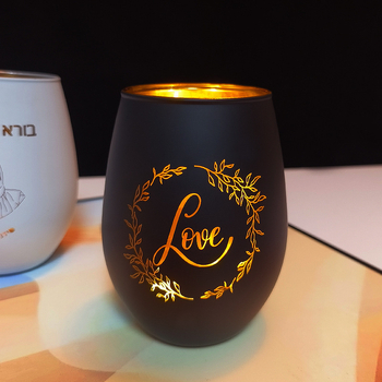 Яйцевидна ръчно издухана кристална стъклена чаша за вода с персонализирано лого