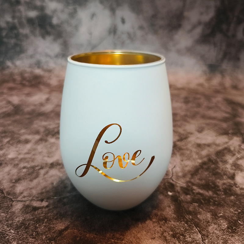 Яйцевидна ръчно издухана кристална стъклена чаша за вода с персонализирано лого