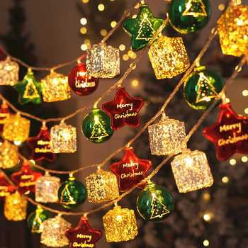 Χριστουγεννιάτικη γιρλάντα με αστέρια και καθρέπτη δώρου, IP55, 2700K, 10–200 LED, 220V με ελεγκτή μπαταρίας