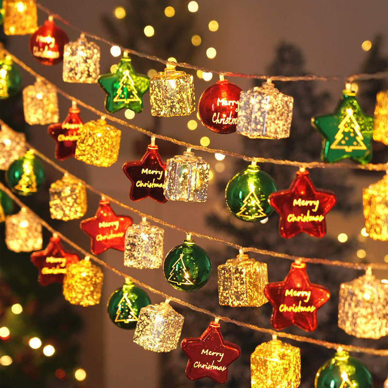 Коледна звездна светлинна лента с огледална подаръчна кутия, IP55, 2700K, 10–200 LED, 220V с батериен контролер