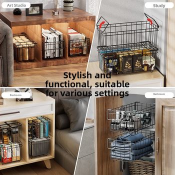 Πολυεπίπερο μεταλλικό συρόμενο ράφι αποθήκευσης ψυγείου — χάλυβας άνθρακα, πολυλειτουργικό, χωρίς εγκατάσταση, μοντέρνος μινιμαλιστικός σχεδιασμός