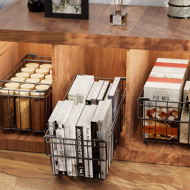 Многослойна метална изтегляема система за съхранение в хладилник — карбонова стомана, мултифункционална, без монтаж, модерен минималистичен дизайн