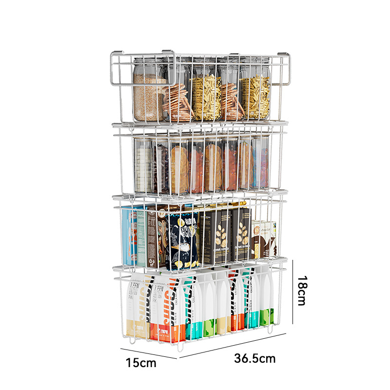 Многослойна метална изтегляема система за съхранение в хладилник — карбонова стомана, мултифункционална, без монтаж, модерен минималистичен дизайн