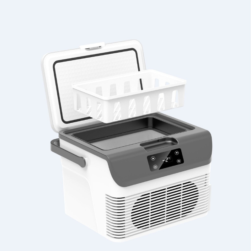 Автомобилен хладилник със полупроводникова технология, двустранно използване за автомобил и дом; 11-15 л, 55-63 W, DC12V/24V и AC 220-240V, охлаждане до -9°C, отопление до 65°C