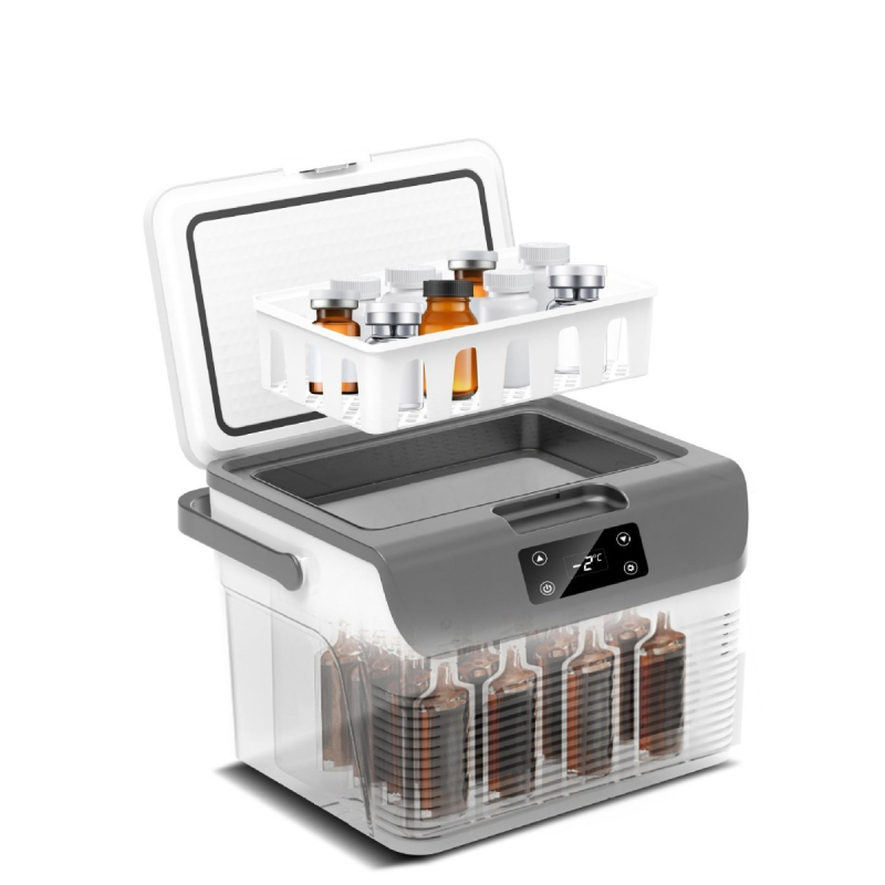 Автомобилен хладилник със полупроводникова технология, двустранно използване за автомобил и дом; 11-15 л, 55-63 W, DC12V/24V и AC 220-240V, охлаждане до -9°C, отопление до 65°C