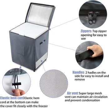 Κάλυμμα καταψύκτη εξωτερικού χώρου, βαρέος τύπου 210D πολυεστέρας, αδιάβροχο εξωτερικό, επάνω φερμουάρ, χωρητικότητα 7,0 ft³