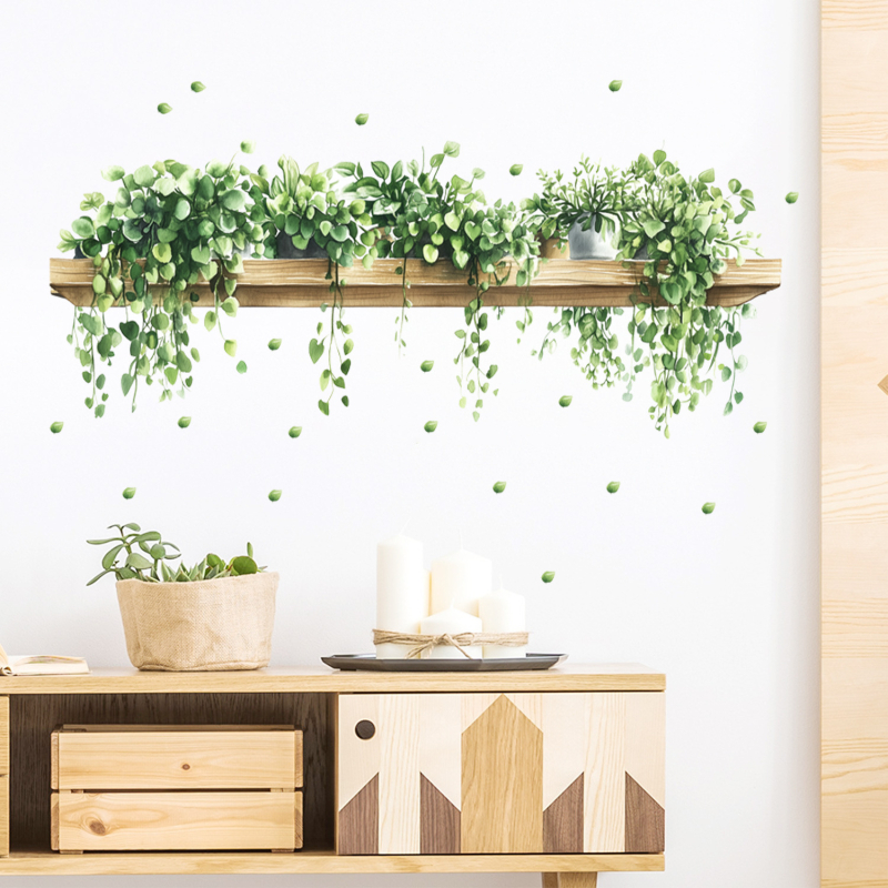 Dekoratív falmatrica – PVC, növény- és virágminta, 1 darab, nappali és hálószoba számára, modern minimalista stílus