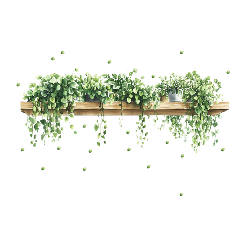 Dekoratív falmatrica – PVC, növény- és virágminta, 1 darab, nappali és hálószoba számára, modern minimalista stílus