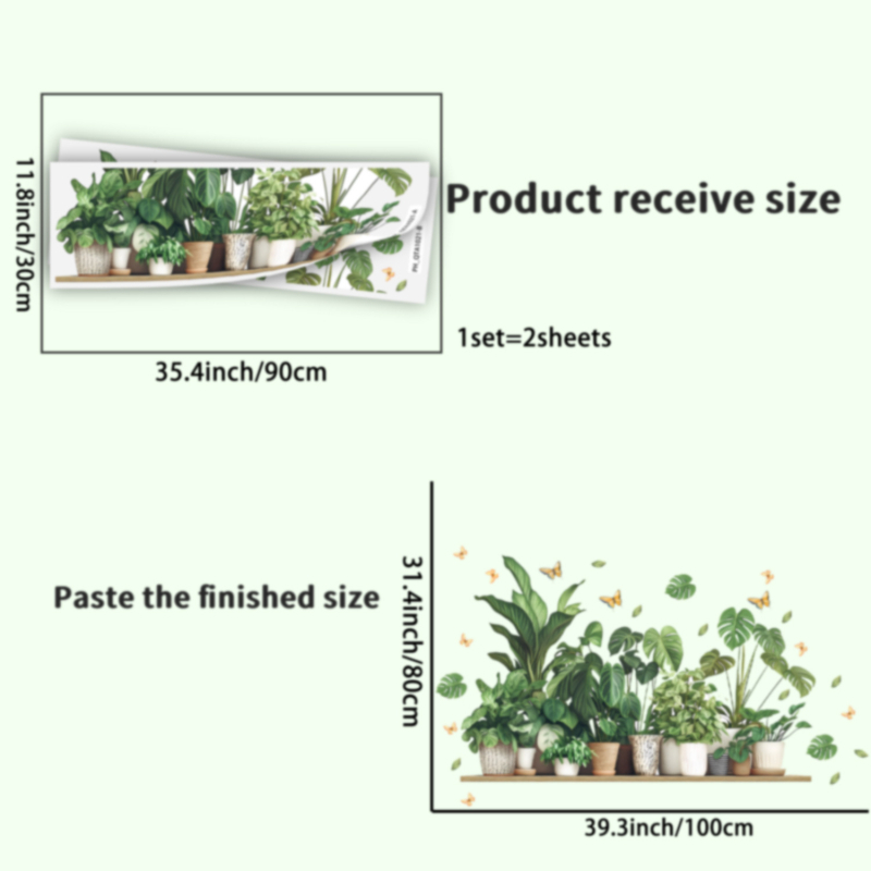 Dekoratív falmatrica – PVC, növény- és virágminta, 1 darab, nappali és hálószoba számára, modern minimalista stílus