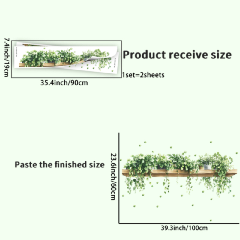 Dekoratív falmatrica – PVC, növény- és virágminta, 1 darab, nappali és hálószoba számára, modern minimalista stílus